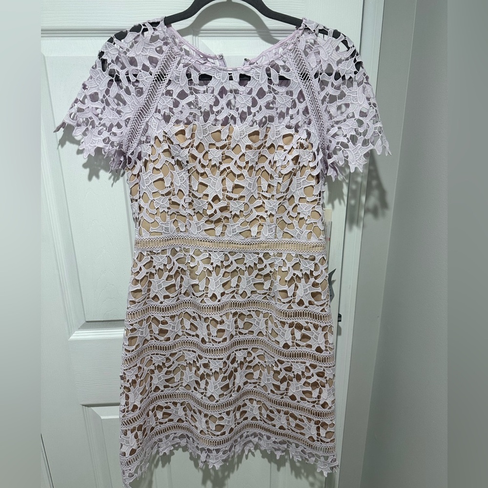 Eliza J Pink and Beige Lace Dress
